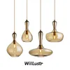 Creative Bowling Ball Pendant Lamp Amber Glass Suspension Light Hotel Cafe Bar Shop Staircase Bedside Hanging Takkrona