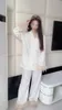 Women's Sleepwear Women Fashion Cotton Pajamas Two-piece Suit Light Luxury Ostrich Feather Nightwear Sleep Tops