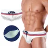 Men's Swimwear Brand Man's Swimming Briefs Shorts Trunks Boxers Stripes Patchwork Color Low Waist Summer Sexy Swim Beach