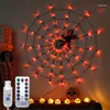 Strängar 2023 Halloween Juldekoration Orange Spider Web String Lights Festoon Lamp för inomhus utomhusljus