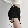 Rokken zomers street stijl solide kleur dubbele drawstring geplooide split rok dames casual all-match slanke heup vrouwen