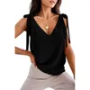 Women's Tanks 2023 Casual Spring Summer Women Bow Spaghetti Strap Camis Solid Color V-neck Office Lady Elgant Tops