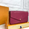 Designer crossbody bag For Womens Chain Purse Felicie Pochette Card Holder luxurys handbags Flowers wallet designer shoulder Leather wallet Coin Purses 3 pcs/set