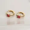 Hoop Earrings Cmoonry Fashion White/Black/Red/Green CZ Zircon Stone For Women Girl Trendy Gold Color Earring Wedding Jewelry