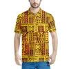 Mäns polos polynesiska tribal hawaiian totem tatuering hawaii tryck sommar män klassisk randig polo mens kortärmad casual skjorta hane slitage