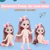 Poppen roze jurk lang haar schattige lichaamspop voor meisjeskinderen cadeau 17 cm 13 verplaatsbare joint verjaardag huissplay joch cadeaus 230814