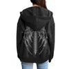 Dames Hoodies Sweatshirts Y2K Streetwear Hoodie Tops Retro Gothic Oversized Kap Schedelvleugel Kwaad Vlam Print Vest Rits Sweatshirts Heren Hoodies 230814