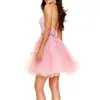 Party Dresses BM Girls Short Homecoming A-Line Tulle Lace Appliques Sequined Mini Graduation Cocktail Formal Prom Gown