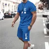 Men's Tracksuits Summer Sets For Men Shorts Suits Clothing Street T Shirt Two Piece 3D Printing Casual O-Neck Sweatshirt Oversized Beach Sp