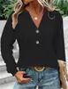 Blouses feminina outono para mulheres 2023 Winter Fashion Casual Solid Colors Button Butão V camisas de manga longa em vulsão branca Pullovers de topo branco