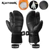 Guantes de esquí Kutook Invierno de cabras de cuero de cuero thinsulate Snowboard Termal Skiing Warm Impermeable Mujeres 230814