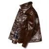 Мужские куртки Классическая 507 Джинсовая коричневая кожаная куртка мужчина повседневное натуральное масляное воск