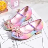 Sneakers Girls 'Leather Princess Shoes 2023 Children's Roundtoe Softsole Girls High Heel Crystal Party Dance 230814
