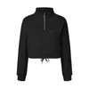 Dames hoodies vrouwen crop top hoodie casual lange mouw capuchon short sweatshirt sexy revers rits omhoog voor trekkoord pullover tops