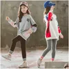 Conjuntos de roupas para meninas adolescentes Conjunto 8 9 10 12 13 y Terno esportivo Crianças roupas de menina de menina de menina Cotton Cotton Cotddler Roupas de outono Dro dhhvv