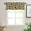 Curtain Farm Black White Striped Sunflower Short Curtains Kitchen Cafe Wine Cabinet Door Window Small Home Decor Drapes