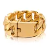 Bracelets de charme Granny Chic pesado forte 12mm/ 26mm cor de prata/ toque dourado meio -fio jóias de pulseira de corrente de link cuba para o hip hop cool homens 230814