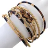 Charm Bracelets Allyes Elegante Kristallperlen Leder für Frauen Mode Multilayer Leopard Wide Wrap Armband Female Schmuck 230814