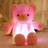 Colorful Glow Rainbow Teddy Bear Doll Ribbon Glow Little Doll's Children's LED Light Bowtie Bear