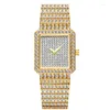 Wristwatches Diamond Square Women Watch Gold Silver Luxury Ladies Dress Quartz Casual Simple Couple Dames Horloges