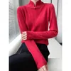 Kobiety swetry chiński styl czerwony sweter kobiety wełniane kaszmirowe jesień zima długie rękawy pullovery wierzchołki elegancki ciepły skoczek