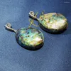 Dangle Earrings Lii ji 독특한 Real 925 Sterling Silver 거대한 Abalone Earring Boho Big Drop 여성을위한 좋은 선물