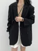 Frauenanzüge Mode Blazer Büro Lady Long Sleeve Doppelbrust mit mittlerer Länge Casual Coat Ladies College-Stil Koreaner Lose Top