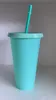 50pcs 24oz gobelets en plastique jus de boisson avec lèvre et paille tasse à café magique tasse transparente en plastique personnalisé DHL
