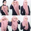 Ethnische Kleidung Muslim Hijabsturbanet Headscarf Fashion einfaches Bubble Chiffon Schal Frauen Hijab Wrap Feste Farbschals Head262q