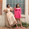 Party Dresses Three Quarters Homecoming Square Neck Zipper Back Graduation Girls' Wear A Line Organza Short Prom Dress