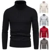 Męskie swetry dobre jakość mężczyzn Slim Fit Elastic Pullovers Mężczyzna Solidny zimowy czarny czarny turtelneck swatterssizexxl