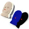 Berets Single Hole Balaclava Hats Full Face Mask Heart Print Cotton Knit Caps Winter Warm Windproof Hip Hop Halloween Party Ski Beanies