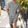 Men's Tracksuits 2023 Cross Border Summer Jacquard Polo Short Sleeved Set European And American Zipper Lapel Shorts