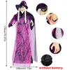 Andra evenemangsfestleveranser Halloween Voice Controlled Witch Led Glowing Eyes Talking Hanging Witch Horror Decor Props Haunted House Garden inomhus utomhus 230812