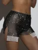 Shorts Shiny Patchwork Rhinestone Fishnet Mini Slim Fit Skper Performance Glitter Clubwear Rave