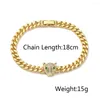 Link Bracelets Gold Color Leopard Bracelet Metal Copper Zircon Cuban Chain For Women Hip-hop Punk Female Jewelry Gifts Wholesale Drop