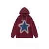 Женские толстовины Qweek Star Girl Y2K Zip Up Hoodie Женщины негабаритные графические толстовины уличная одежда черная лоскутная капюшона