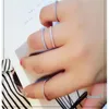 Mode solide 925 sterling argente diamant anneau solitaire simple et simple bande mince anneau doigt pour les femmes