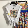 Luxury Femmes T-shirt Jirts Set imprimé Tops cardés décontractés femme vintage charmante chemises