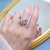 Küme halkaları bahar qiaoer 925 STERLING Gümüş 3 5mm Armut Kesim Laboratuvar Safir Emerald Yüksek Karbon Elmas Taş Fine Yahudi Alyans