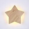 Wandlampen Hartisan houten ster LED -lamp Mooie achtergrond decoratie licht slaapkamer studeer bedcorridorverlichting