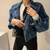 Jackets femininos colar de moda coreana colar jacket casual casual puff slove croft cut feminino chic retro jean top