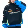 2023 Design Autumn and Winter New Trend Street Blue Racing Suit Flip Collar Charge Coat Jacket Size M L XL