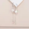 Brincos dangle Silver S925 Moissanite Clover 0,1ct White Seashell Long Drop Fine Jewelry Shopping