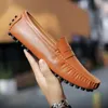 Sapatos de vestido tamanho grande homens casuais negócios de couro genuíno marca formal deslizamento em homens mocassins de alta qualidade macio mocassins 230814