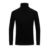 Herentruien Winter Turtleneck gestreepte gebreide trui trui pullover 2023 Kerstmis mannelijke warme slanke top mannen dubbele kraag