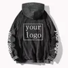 Heren Hoodies Sweatshirts uw eigen ontwerpmerk Afbeelding op maat gemaakte mannen Diy Vintage Wash katoen Sweatshirt Casual losse Y2K -kleding 230814