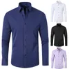 Camisas casuais masculinas 6xl 2023spring e camisa de outono Moda sem ferro Mangas sólidas de luxo