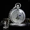 Table Clocks Cloisonne Enamel Silver Pocket Watch With Chain Double Opening Mechanical European Reflux Antique Collectables