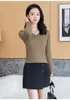 Women's Sweaters Trendy Knitted Pullover Solid V-Neck Long Sleeves Pit Pattern Women Slim Knitting Autumn 2023